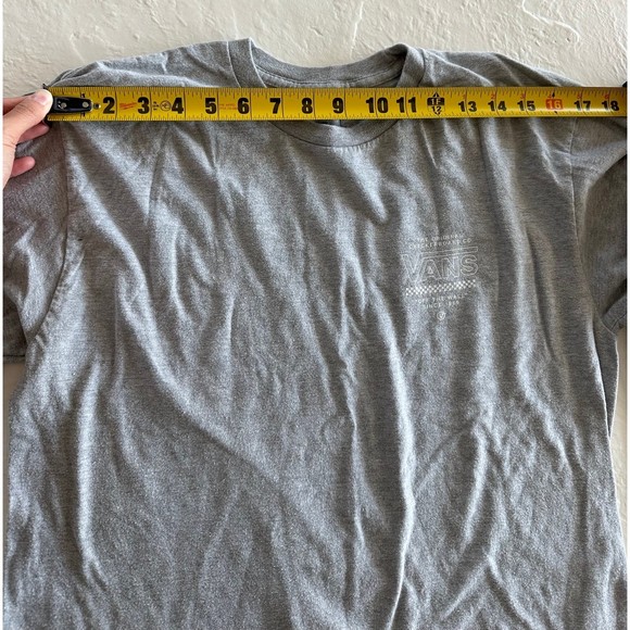 VANS Shirt Gray Long Sleeve Graphic Back Lightweight Crew Tee Skater - Picture 7 of 9